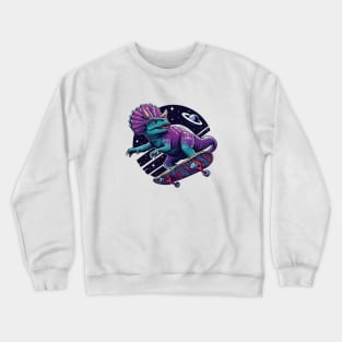 Skateboarding Space Dinosaur Crewneck Sweatshirt